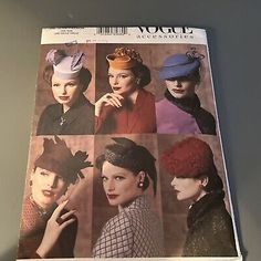 Vogue Sewing Pattern 7657 for 6 Vintage Hats, One Size  Uncut   | eBay Hats Pattern, 1940s Hats, Vintage Vogue Sewing Patterns, Vintage Style Hat, Women's Sewing Pattern, Hat Patterns To Sew, Costume Sewing Patterns, Trendy Hat, Vogue Sewing Patterns