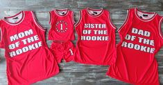 Do you need something incredible for your family of. Basketbal fans? About this cute family set? THIS listing is for 2 adult Jerseys + baby set (jersey+shorts) personalized. Sizes: 0/6MO, 6M, 12M, 18M, 24M,  2T, 3T, 4T, and 5T Adult: Xs, S, M, L, XL, For sized 2XL+$10, 3XL+ 9 +$10, 4 XL 15) Please at the checkout add what number you would like, what name personalized on the back and color design. For special colors/designs  contact me for details If you need any help, feel free to contact me.... Customizable Red Collegiate Tops, Family Matching Sports Event Tops With Team Name, Sporty Personalized Tops For Sports Events, Personalized Sporty Tops For Sports, Customizable Sporty Tops For Team Events, Personalized Game Day Tops With Team Spirit, Casual Personalized Tops For Game Day, Customizable Varsity Tops For Game Day, Customizable Team Spirit Tops For Game Day