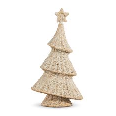 Flat Spiral Woven Whitewash Sea Grass Holiday Tree - 19-in - Mellow Monkey Woven Christmas Tree, Beachy Christmas Tree Bed Bath & Beyond, Tree Crafts, Holiday Tree, White Wash, Holiday Spirit, Beautiful Hand, Rustic Charm, Flat Weave