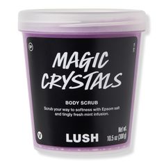 Magic Crystals Body Scrub - MAGIC CRYSTAL BODY SCRUB 10.5OZFeaturesThis self-preserving product is formulated to stay fresh and effective without added synthetic preservativesKey IngredientsMenthol crystals cast their charm, leaving sore bits feeling soothed and cooled. The power of three is at work with infusions of mint, rosemary and sage.Epsom and sea salts exfoliate skin - Magic Crystals Body Scrub Lush Magic Crystals, Lush Body Scrub, Best Lush Products, The Power Of Three, Magic Crystals, Power Of Three, Exfoliate Skin, Magic Crystal, Lush Bath