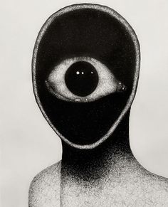 a drawing of an eye in the shape of a person's head and body