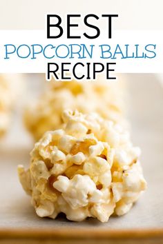 Side view of a popcorn ball on a pan. Dessert Recipes Vanilla, Homemade Popcorn Flavors, Candy Popcorn Balls, Corn Balls Recipe, Holiday Popcorn Recipes, Homemade Popcorn Balls, Popcorn Balls Recipe Easy, Homemade Baking Recipes