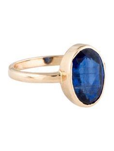 14K Yellow GoldFeaturing 2.7 Carat Oval Modified Brilliant Kyanite Oval Faceted Sapphire Ring For Formal Occasions, Cocktail Rings, Jewelry Rings, Ring, Yellow, Jewellery Rings