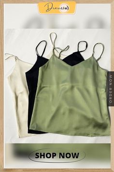 Toppies Green Camisoles Woman Sleeveless Tops Summer Tops Imitation Silk Elegant Vest Solid Color Tube Chic Solid Camisole Vest, Trendy Green Sleeveless Camisole, Green Sleeveless Camisole With Straps, Chic Green Camisole, Green Tank Style Trendy Camisole, Trendy Green Tank Camisole, Elegant Green Cami Tank Top, Green Chic Camisole Tank Top, Chic Green Camisole Tank Top