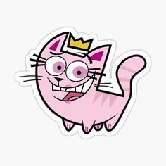 a pink cat with a crown on its head