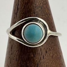 Vintage Turquoise Sterling Silver Bohemian Ring, UK Size L1/2, US Size 5 3/4, EU Size 51, Stamped 925, Front Max Width 9.2mm, Weight 1.47 Grams, Lovely Condition Adjustable Turquoise Opal Ring, Turquoise Larimar Round Ring, Turquoise Larimar Ring, Adjustable Larimar Turquoise Ring, Adjustable Turquoise Larimar Ring, Handmade Turquoise Larimar Rings, Metal Jewellery, Bohemian Ring, Bohemian Rings