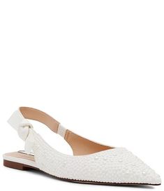 Steve Madden Olsen-P Pearl Pointed Toe Slingback Dress Flats | Dillard's Brides Mom, Bridal Flats, Wedding Flower Girl Dresses, Dress Flats, Dillard's, Steve Madden, Leather Straps, Heel Height, Flower Girl