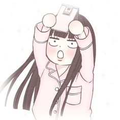 a drawing of a girl holding her phone up to her head