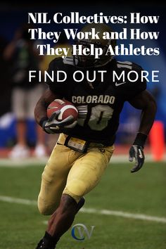 a football player running with the ball in his hand and words that read, nfl collectives how they work and how they help athletes find out