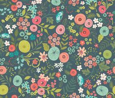 an image of a flowery pattern with many colors and flowers on the background,