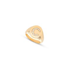 Description For the modern woman who wants something classic and luxurious all at once, we've got just the thing: our Initial Pinky Ring. Step up your ring game with this initial pinky ring. It's made of 14k solid gold and features a dazzling diamond initial, making it the perfect addition to your accessory collection. Whether you're dressing up for a night out or just going about your everyday routine, this ring will elevate your look with its timeless style. Delight in the details with our initial pinky ring. Product details Below are the details of our Initial Pinky Ring. Please reach out if you have any questions. Metal type: 14K solid gold (yellow gold, white gold, or rose gold) Gemstone: Pave diamonds Total carat weight: Approximately .10 carats. The total weight will depend on the l Luxury Diamond Initial Ring For Promise, Luxury Yellow Gold Initial Ring For Everyday, Luxury 14k Gold Rings With Initials, 14k Gold Initial Ring With Diamond Accents, 14k Gold Initial Ring With Brilliant Cut, Luxury Initial Ring With Vs Clarity, Luxury Open Initial Ring For Everyday, Fine Jewelry Diamond Ring With Initials, Luxury Open Ring With Initial For Everyday