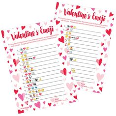 two valentine's day cards with hearts on them