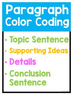 a poster with the words paragraph color code in different colors and font on it