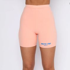 New; Fits S And M Trendy Fitted Orange Shorts, Orange Athleisure Shorts For Spring, Sporty Orange Shorts For Spring, Orange High-waisted Shorts, Casual Orange Biker Shorts, Orange Workout Shorts For Spring, Orange Sports Bottoms For Spring, Spring Orange Sports Shorts, Orange Shorts For Sports In Spring