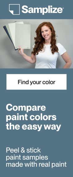 a woman holding up a paintbrush with the words, find your color and compare it