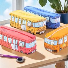 Bird in Bag - Large Capacity Canvas Stationery Box - 1PC Cute Bus Pencil Case: Ideal Gift for Students! Gift For Students, Orange Pattern, Linen Closet, Bird In Bag, Student Gifts, Bag Organization, Wash Bags, Laundry Bag, Large Bags