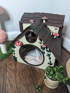 Cat House Diy Cardboard, Cottage Core Cat, Rabbit Habitat, Cardboard Cat House, Cat Patio, Cottage Core Style, Cat House Diy, Diy Cat Toys, Cats Diy Projects