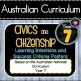 an australian poster with the words civics and glazenship in front of it