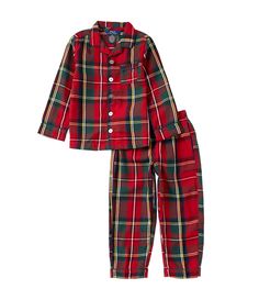 From Polo Ralph Lauren&#x2C; this 2-piece set features:Top:Plaid pajama topNotch collarLong sleeves Button-frontPolo player embroidery on the single patch pocketBottom:Matching pajama pantsCovered elastic waistbandPolo player embroidery on the left hipPull-on stylingCare:Brushed flannel recycled polyesterMachine wash/tumble dryImported. Boys Pjs, Matching Pajama, Plaid Pajama, Christmas Pjs, Plaid Pajamas, Matching Pajamas, Boys Christmas, Boys Pajamas, Long Sleeve Plaid