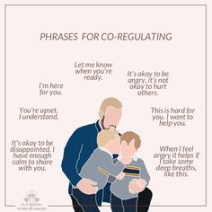 a man holding a baby in his arms with the caption actions for co - regulation