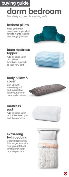 the bedding guide is shown with different types of pillows