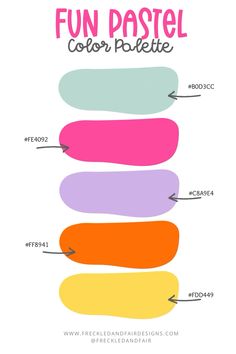 the fun pastel color palette is shown with different colors and sizes for each one