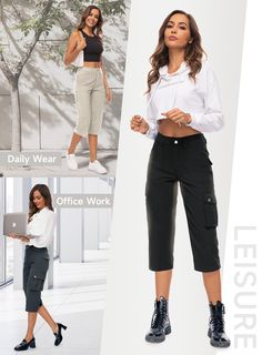 Unbeatable Comfort & Embrace Freedom: Tired of the confines of tight jeans? Hate the bulkiness of thick cargo pants? The lastest capris for women made with upgraded fabric is more comfy and soft than any other traditional cargo pants.The stretch of the durable fabric brings you zero-burden and airy feel without sacrificing support. Perfect Shape & Premium fit: Luxurious soft stretch spandex fabric with Straight fit design making this cargo pants women fitted around the hips and shape visually sl Tactical Shirt, Summer Pants, Women Cargos, Cargo Pants Women, Snow Pants, Spandex Fabric, High Waisted Pants, Short Pants, Cargo Pants