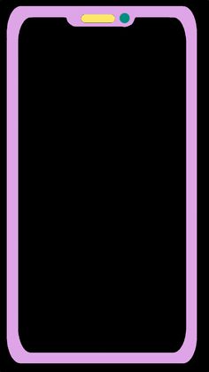 a black and purple square frame with a yellow line on the top, in front of a black background