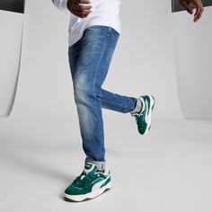 PUMA-180 Corduroy Sneakers, Malachite-Warm White, extralarge Green Casual Sneakers For Jogging, Casual High-top Skate Shoes With Puma Logo, Green Casual Skate Shoes For Streetwear, Casual High-top Puma Sneakers, Casual Green Skate Shoes For Streetwear, Green Casual Sneakers, Casual Jogging Sneakers, Casual Green Puma Sneakers, Green Casual Skate Shoes For Sports