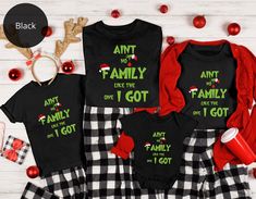 Celebrate the holiday season in style with our Xmas Matching PJ Shirts! Perfect for family reunions and cozy Christmas Eve festivities. Featuring the fun phrase "Ain't No Family Like the One I GOT" in festive christmas font, these pajamas add a special touch to your holiday gatherings. NOTE: Pajama pants not included, only sell Shirt/Sweatshirt/Bodysuit in this listing 👉 Unisex T-shirt Bella+Canvas 3001 - 100% Airlume combed and ringspun cotton. - Soft cotton and quality print make users fall i Couple Pajamas Christmas, Matching Family Pjs, Pjs Matching, Christmas Pjs Family, Xmas Pjs, Family Pjs, Couple Pajamas, Funny Couple, Personalized Pajamas