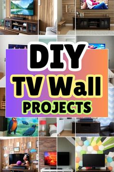 there is a collage of pictures with the words diy t v wall projects