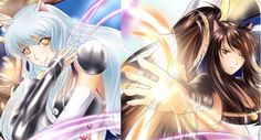 two anime characters with long hair and white hair