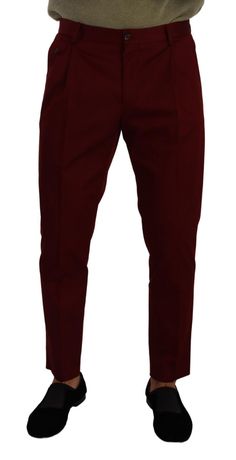 DOLCE & GABBANA Gorgeous, brand new with tags 100% Authentic Dolce & Gabbana mens pants crafted from cotton stretch features a zipper and button closure. Style: Dress chinos trousers Colour: Dark Red Fitting: Regular fit Zip and button closure Logo details Made in Italy Material: 97% Cotton 3% Elastane Elegant Red Cotton Bottoms, Dark Red Dress, Trouser Dress, Dark Red Dresses, Cotton Chinos, Mens Chinos, Chino Trousers, Dress Trousers, Dolce & Gabbana