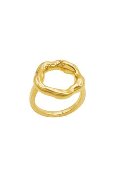 A hammered texture adds dimension to a water-resistant ring finished in 14-karat-gold plating. 0.75" band width 14k-gold plate stainless steel Imported Circle Ring, Fit Inspo, Ring For Women, Gold Plating, Nordstrom Rack, Gold Jewelry, Gold Plate, Fine Jewelry, Water Resistant