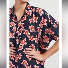 Brand New With Tag & Still In Acacia Packaging. Mombasa Coverup Shirt Dress Buttondown Top In Isle Navy Blue With Pink Purple Orchid Tropical Hawaiian Floral Print By Acacia Swimwear. Small. No Trade Please. The Price Is Firm And Reflects High % Posh Fee, Above Retail Price I Originally Paid, Tax, Postage Expenses. No Offers Please Chic Blouse With Floral Print For Loungewear, Chic Floral Print Blouse For Loungewear, Floral Print Viscose Blouse For Vacation, Vacation Floral Print Viscose Blouse, Spring Button-up Blouse For Beachwear, Pink Collared Blouse For Beach, Beachwear Tops With Short Sleeve For Daywear, Short Sleeve Tops For Beach Daywear, Floral Print Summer Blouse For Loungewear