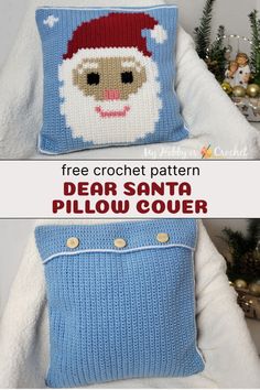 crochet santa pillow cover, tapestry crochet santa pillow cover