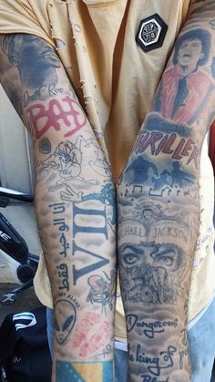 two people with tattoos on their arms