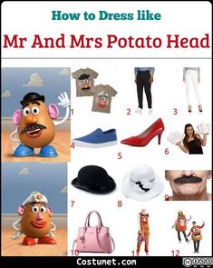 an image of how to dress like mr and mrs potato head