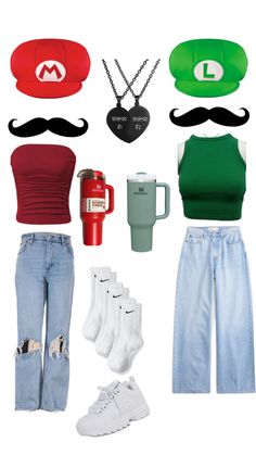 Halloween Costumes Mario And Luigi, Halloween Costumes Mario, Spirit Week Outfits, Duo Halloween Costumes, Group Halloween Costumes, Cute Halloween Costumes