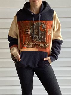 Multicolor Color Block Hoodie For Fall, Retro Hoodie With Drawstring Hood For Fall, Oversized Color Block Hoodie For Fall, Casual Long Sleeve Sweatshirt With Patches, Multicolor Patchwork Sweatshirt For Fall, Casual Fall Color Block Hoodie, Vintage Hoodie With Drawstring For Fall, Multicolor Hoodie With Kangaroo Pocket For Fall, Oversized Vintage Hoodie For Fall