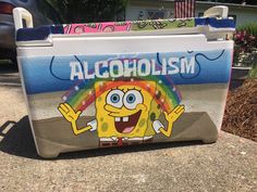 a cooler with an image of a cartoon character on it