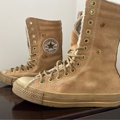 Great Condition. Only Worn 2-3 Times. Tan Suede, Womens Converse, Converse Shoes, Lace Up Boots, Shoe Laces, Converse, Lace Up, Women Shoes, Boots