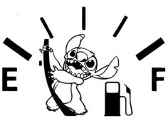 an image of a cartoon character that is holding a gas pump in front of a clock