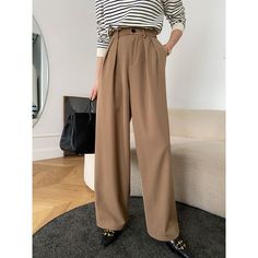 J-017-51 Brown Wide Leg Pants Outfit, Palazzo Pants Fall, Bridesmaid Pants, Brown Wide Leg Pants, Fall Outfits Pinterest, Wide Leg Trousers Outfit, Palazzo Pants Outfit, Suit Brown, Professional Outfit