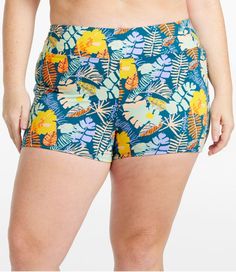 Paddle, swim or soak up the sun in swimwear designed for it all. These fresh, flattering swim shorts offer non-stop support and a just-right fit for all-day comfort in and out of the water. Rise: Mid-Rise; sits below waist 3. 5" inseam Fitted Body Content: 82% recycled nylon, 18% Lycra® spandex Liner Content: 95% polyester, 5% spandex Handwash; dry flat or line dry. Quick Dry: Yes Fabric Resistance: Resists damage from sun, salt, chlorine and heat Stretch & Recovery: Yes, designed to stretch wit Tropical Swimwear With Built-in Shorts For Poolside, Tropical Swimwear With Built-in Shorts, Tropical Swimwear With Built-in Shorts For Vacation, Beach Season Swim Dress With Built-in Shorts, Stretch Swim Dress With Built-in Shorts, Beach Season Swimwear With Built-in Shorts, Summer Swimwear With Built-in Shorts For Warm Weather, Tankini With Built-in Shorts For Vacation, Tropical Swimwear With Built-in Shorts For Beach Season