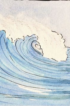 a drawing of a large wave in the ocean