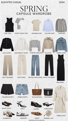 SPRING CAPSULE WARDROBE 2023 Fashion Guide Womens, Outfit For Spring 2024, Spring 2024 Wardrobe Capsule, Capsule Wardrobe Outfits Spring 2024, Outfit Italy Spring, Spring Capsule Outfits, Spring 2024 Wardrobe, Capsule Spring 2024, French Spring Capsule Wardrobe 2024