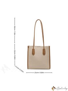 BirdinBag - Stylish Khaki Shoulder Bag with Minimalist Design Minimalist Square Bucket Bag With Large Capacity, Minimalist Square Shoulder Bag For Shopping, Rectangular Baguette Bag With Leather Handles For Daily Use, Rectangular Office Bag With Leather Handles, Casual Square Bucket Bag For Office, Everyday Rectangular Baguette Bag With Leather Handles, Square Shoulder Bag For Everyday Use, Versatile Beige Rectangular Hobo Bag, Versatile Square Shoulder Bag With Leather Handles