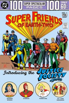 an old comic book cover with many different characters