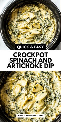 crockpot spinach and artichoke dip is an easy appetizer to make